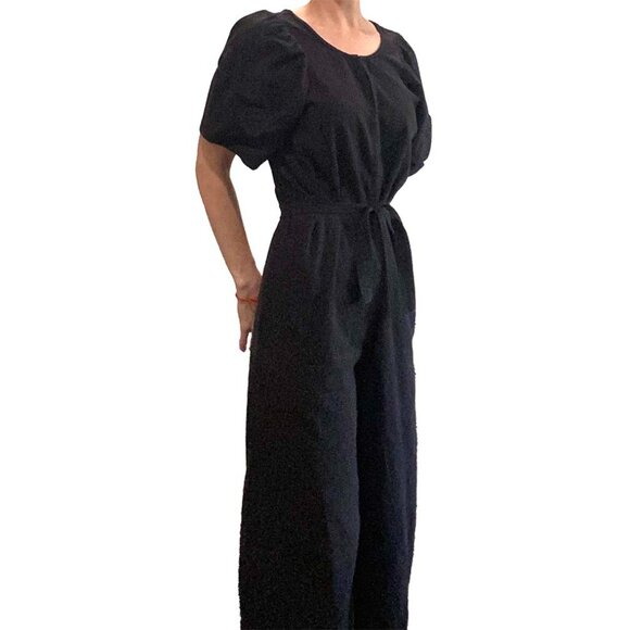 ✨ Apiece Apart Black Puff Sleeve Wide Leg Jumpsuit – Size 4 ✨ - Picture 1 of 15